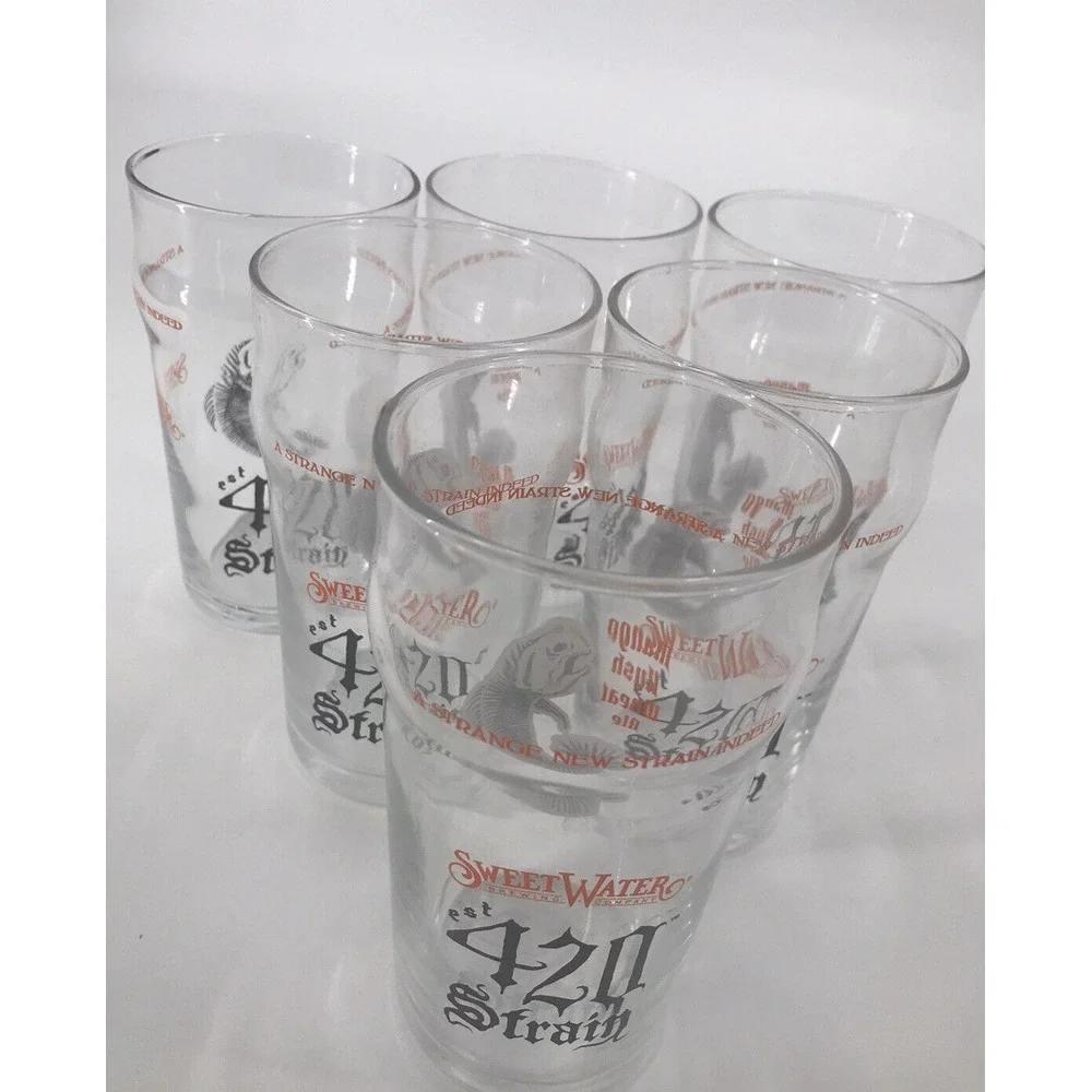 Sweet Water Brewing Company 420 Wheat Ale Pilsner Glasses  Kush 16‎ Oz Lot Of 6